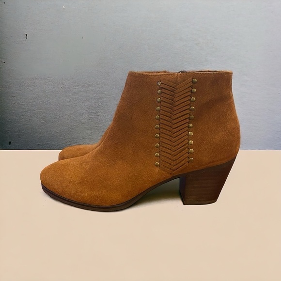 Franco Fortini size 6 Nicolette Brown suede leather side zip Boho Ankle Booties - Picture 2 of 10